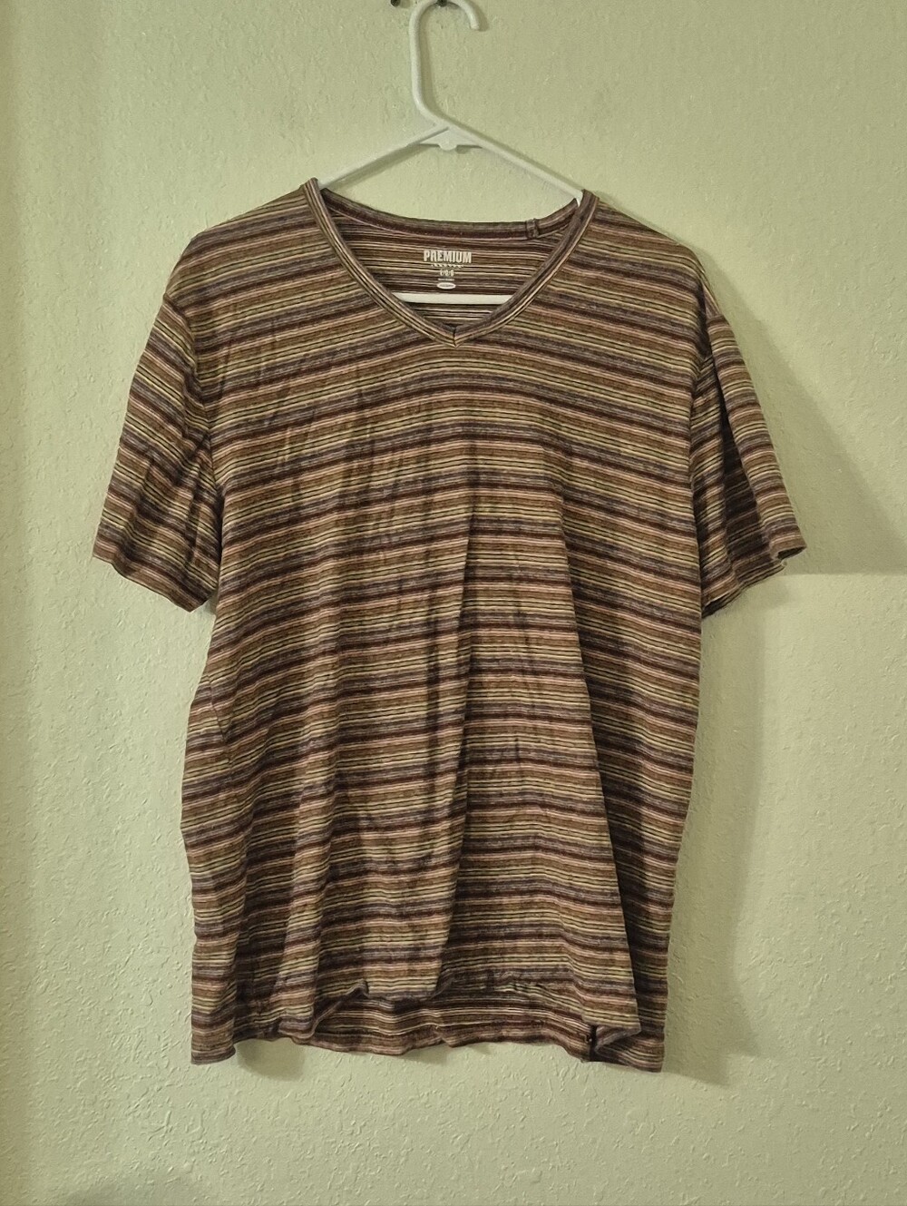 Old Navy Striped V-Neck Tee in Brown and Tan Tones